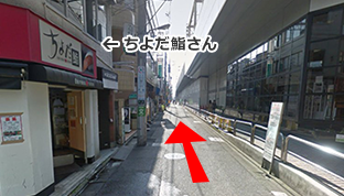 線路沿いをまっすぐ
